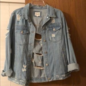 Fashion Nova ripped jean jacket size M